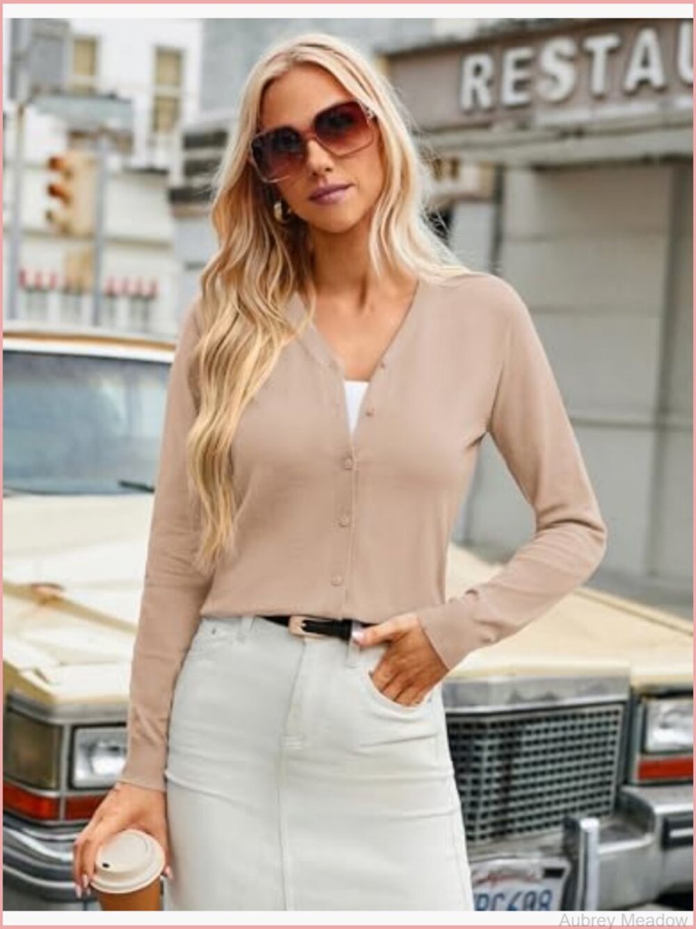 Women Lightweight V-Neck Button Down Cardigan Sweater - Picture 3 of 7